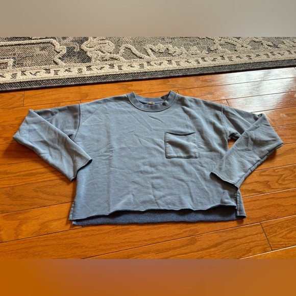 Aerie Midnight Blue Cropped Crew Neck Womens Size XS - Picture 1 of 3